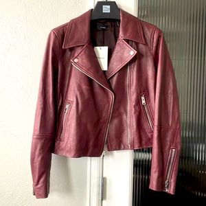 NWT Theory Autumn Wine Moto Leather Jacket